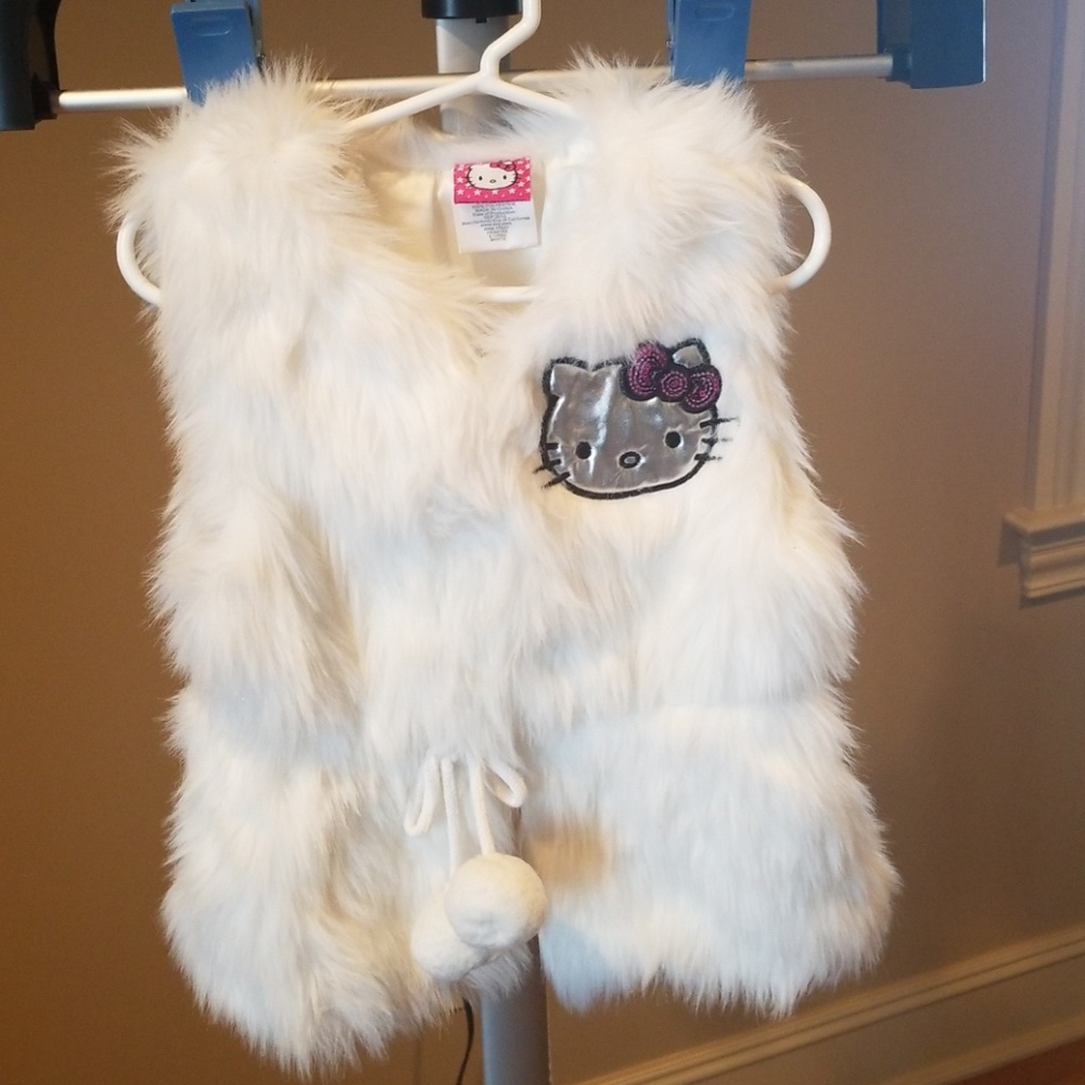 Girls white fur vest